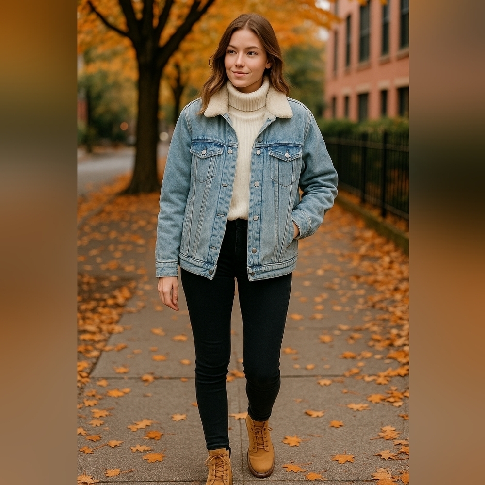 PacSun Sherpa-Lined Denim Jacket – Cozy Fall Winter Jean Coat